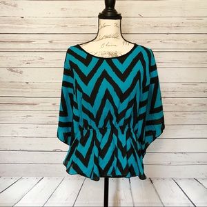 Rue21 Blue and Black Striped Blouse